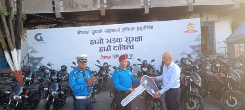 गोल्छा ग्रुपद्वारा उपत्यका ट्राफिक प्रहरी कार्यालयलाई २० थान मोटरसाइकल प्रदान