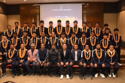 यू–१७ एसियन कप छनोटमा भाग लिन म्यानमार जाने खेलाडीको बिदाइ