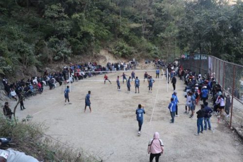 मङ्गलाघाटमा पाखो सम्याएर खेलमैदान निर्माण