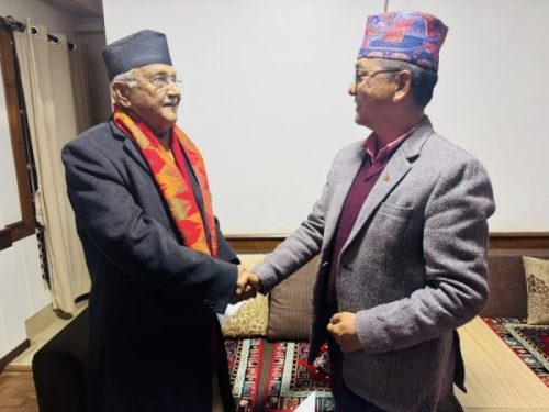 एमाले अध्यक्ष ओली र राप्रपा अध्यक्ष लिङ्देनबीच भेटवार्ता